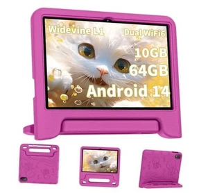 2025 Upgraded Android 14 Tablet, 10inch Kids Tablet , Octa-core CPU, Pink - Picture 1 of 7
