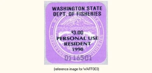 HALFPRICEFISH Washington Food Fish Stamp 1990 $3.00 - Image 1 of 1