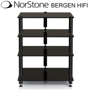 NorStone Bergen 2 Gloss Black Premium Hi-Fi Rack with 4 Tempered Glass Shelves - Picture 1 of 9