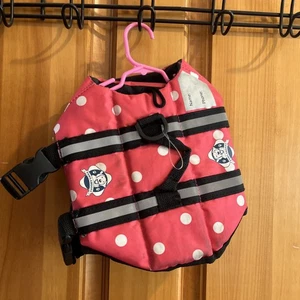 Extra Small Paws Aboard  Doggy Life Jacket Pink/ White Polka Dots. - Picture 1 of 3