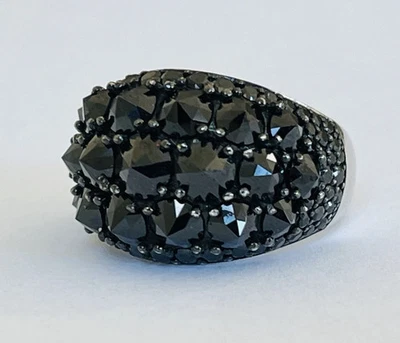 3ct Round Cut Simulated Black Onyx Band Ring 14k White Gold Plated Silver - Image 1 of 4