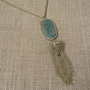 Kendra Scott Signature Rayne Silver plated Turquoise Amazonite Pendant Necklace - Picture 1 of 8