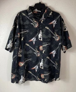 North River Men's Shirt Extra Large Guitar Print Button Up Excellent Condition - Picture 1 of 16