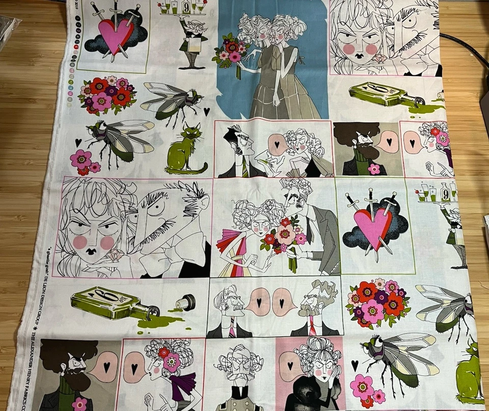 Alexander Henry A GHASTLIE GUSH Cotton Fabric 23” X WOF  Color: snapdragon - Image 1 of 4