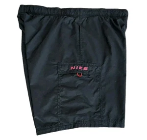 NIKE Men's XL Boardshorts Swim Trunks Mesh Brief Drawstring Cargo Pockets Black - Picture 1 of 16