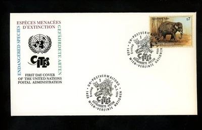 Postal History UN FDC V #165 UNPA Endangered Species Animal Asian elephant 1994 - Image 1 of 2