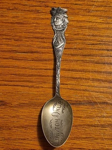 Antique Lawton Oklahoma Circa 1907 Sterling Souvenir Spoon 14.7 Grams INDIAN Art - Picture 1 of 10