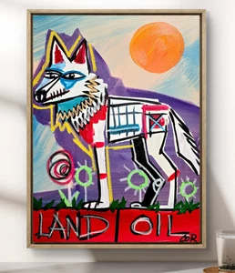 CORBELLIC Native Coyote 12x16 Original Expressionism Gallery Wall Colorful Art - Picture 1 of 8