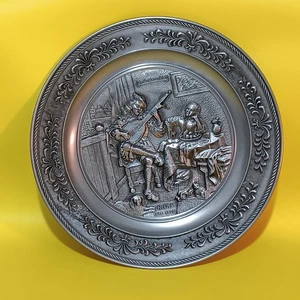 "1661 Playing the Flute" Pewter Wall Plate Zinn Becker Made in Germany - Picture 1 of 1