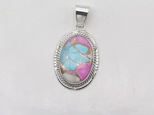 Ciondolo Navajo Dave Skeets argento sterling cotone pietra caramellata - Foto 1 di 7