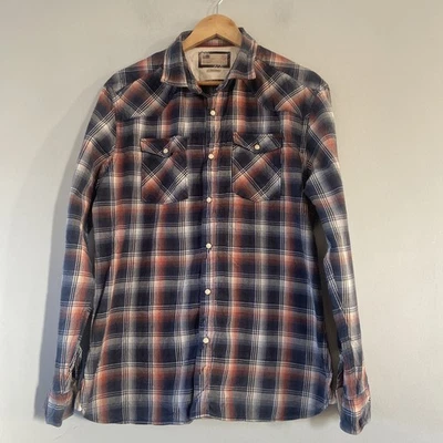North Coast Western Shirt Size Large Men’s Blue Heavy Cotton Pearl Snap Long Sle - Image 1 of 4