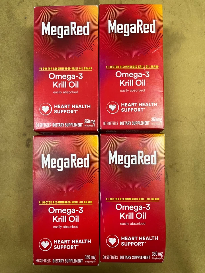 4 nuevos aceites de krill MegaRed Omega-3 350 mg - 60 cápsulas blandas cada caja exp. 11/2025 Foto 1 de 1