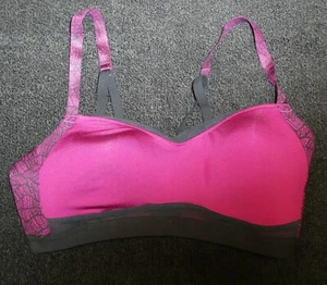 Moving Comfort FineForm fuchsia/black print padded back-closure sports bra Sz M - Picture 1 of 4