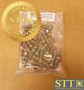 3/8-16 X 1.25 INCH HEX HEAD CAP BOLT GRADE 8 ZINC YELLOW ( LOT OF 33 ) NEW - Picture 1 of 4
