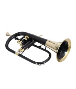 New Flugel Horn 3 Valve Black Brass Bb Pitch with Include Hard Case & Mouthpiece