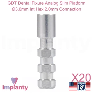 20x GDT Fijación Dental Analógica Plataforma Delgada Ø3.0mm Int Hex 2.0mm Conexión - Imagen 1 de 3