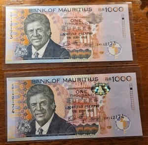 Maurice - 1000 roupies 2022 - 2 num. consecutifs - UNC - Picture 1 of 1