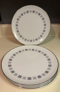 Noritake "ARROYO" # 6318 ~ bordo platino ~ set di 4 ~ piatti ~ 10 1/2" - Foto 1 di 6