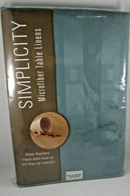 New Microfiber Table Cloth  Linen Blue 60" x 120" Oblong By Simplicity - Image 1 of 4