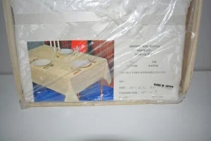 Juego de servilletas mantel damasco vintage nuevo en caja 48" x 64" algodón japonés rayón blanco - Imagen 1 de 3