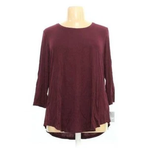NWT NEW $43 JM COLLECTION XL WINE MAROON STRETCH TUNIC 48" BUST RAYON SPANDEX L - Picture 1 of 4