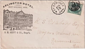 Hot Springs Ark Arlington Hotel 1870's Illust advt cover (h34) - Picture 1 of 2