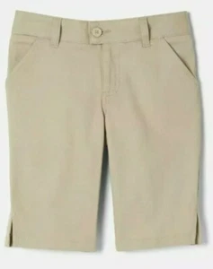 French Toast Girls' Twill Bermuda Short Size 16 Khaki Adjustable Waist - Picture 1 of 3