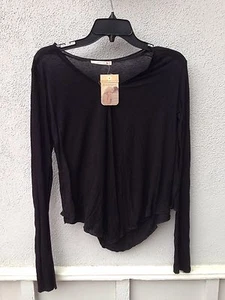 $64 NWT Alternative Brand V Neck Super Soft Long Sleeve Solid Black Shirt Size M - Picture 1 of 3