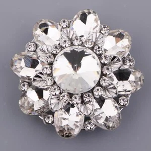 Alloy 46mm Crystal Rhinestone Buttons Flower DIY Sewing - Picture 1 of 12