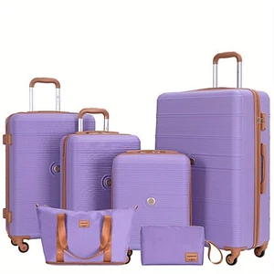6 Piece Hardshell Luggage Set Hardside Suitcase with TSA Lock Spinner Wheels - Picture 1 of 5