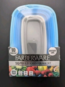 Juego de contenedores de almacenamiento Farberware de 10 piezas sin BPA ventilación microondas azul ¡Nuevo! - Imagen 1 de 3