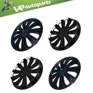 Set of 4 15" Wheel Covers For R15 Tires Rim Snap On Full Hub Caps Black & Blue - Picture 1 of 10