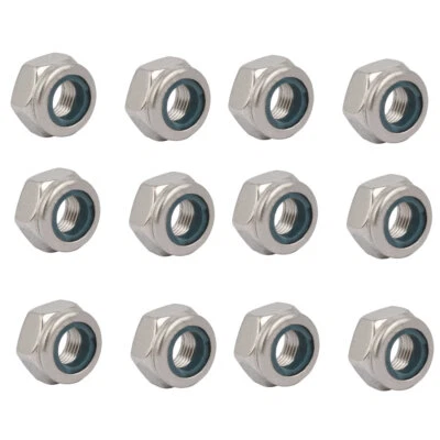 12pcs Sechskantmuttern M10 x 1mm Umfang Metrisch Feingewinde 304 Edelstahl Sperr - Bild 1 von 4