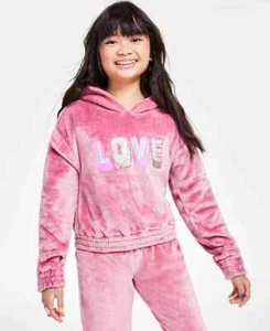 Colette Lilly Cozy Sparkle Hoodie Girl's M(10/12) Heather Rose Sequined Design - Picture 1 of 16