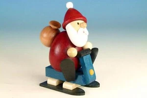 Holzfigur Weihnachtsmann auf Schlitten HxB 10,5x7cm NEU Seiffen Erzgebirge Deko - Bild 1 von 1