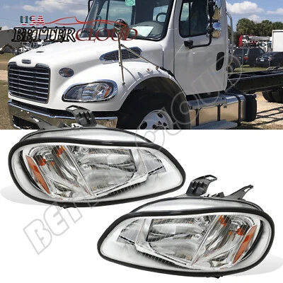 Headlights Headlamps Left & Right Pair Set For 02-18 Freightliner M-2 M2 - Image 1 of 4