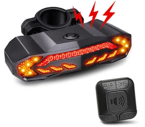 5 In 1 Bicycle Bike Security Alarm Electric Bike Horn LED Tail Light Brake light - Imagen 1 de 12