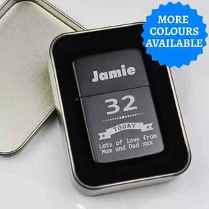Personalised Engraved Lighter Birthday Gift for Men Women 20th 30th 40th Present - Picture 1 of 4