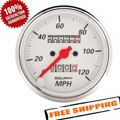 Auto Meter 1396 Arctic White 3-1/8" Mechanical Speedometer Gauge, 0-120 MPH - Image 1 of 4