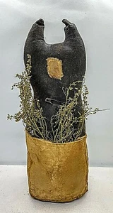 Primitive Farmhouse Black Cat Sweet Annie Stump Doll 11" - Picture 1 of 7