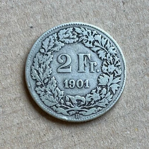 Key date 1901 Switzerland 2 Francs Franken Coin only 50'000 pieces - Picture 1 of 2