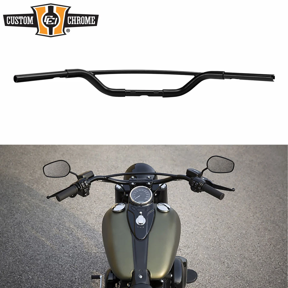 Manillar Fat Hollywood de 1-1/4"" negro satinado para Harley XL1200X FXDB Foto 1 de 4