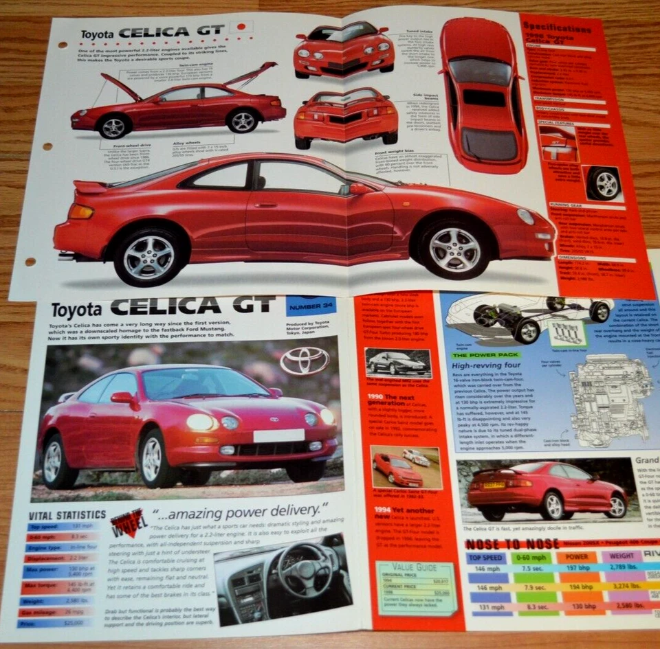 Toyota Celica GT 1998 información de especificaciones póster original folleto vintage 98 Foto 1 de 1