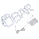 (White BAR)Bar LED Neon Sign Bar Shape Design 3d Wall Art Signs USB Battery EC