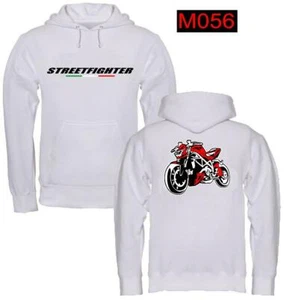 White Hoodie Sweatshirt Streetfighter White M056 - Picture 1 of 1