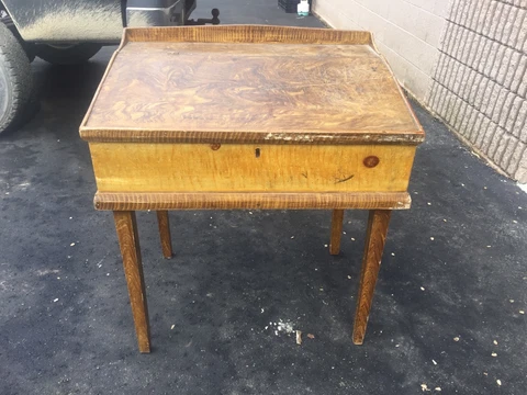 c1840 maine school master DESK mustard grain painted pine 35.5"h x 32"w x 23"d Cover