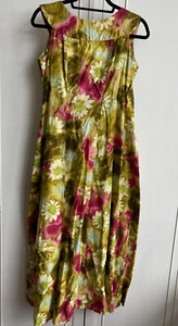 Vintage Hawaiian Floral Print Maxi Dress Luau Party XS/S Fabulous Back Pleats - Picture 1 of 12