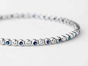 4Ct Round Cut Lab-Created Sapphire Women Tennis Bracelet 14K White Gold Plated7" - Picture 1 of 4