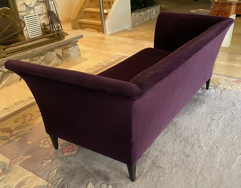 Art Deco Velvet Sofa in Eggplant Purple Cover