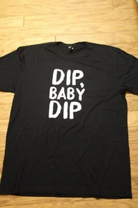 PDQ Restaurant Dip Baby Dip Black Tshirt Spelled Out Chicken Logo on back - Picture 1 of 5